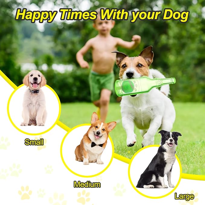 Water Bottle Dog Toy for Aggressive Chewers, Cute Squeaky Indestructible Water Bottle Dogs Chew Toys for Medium/Small Dogs Interactive Dog Toys to Exercise and Accompany (Green)
