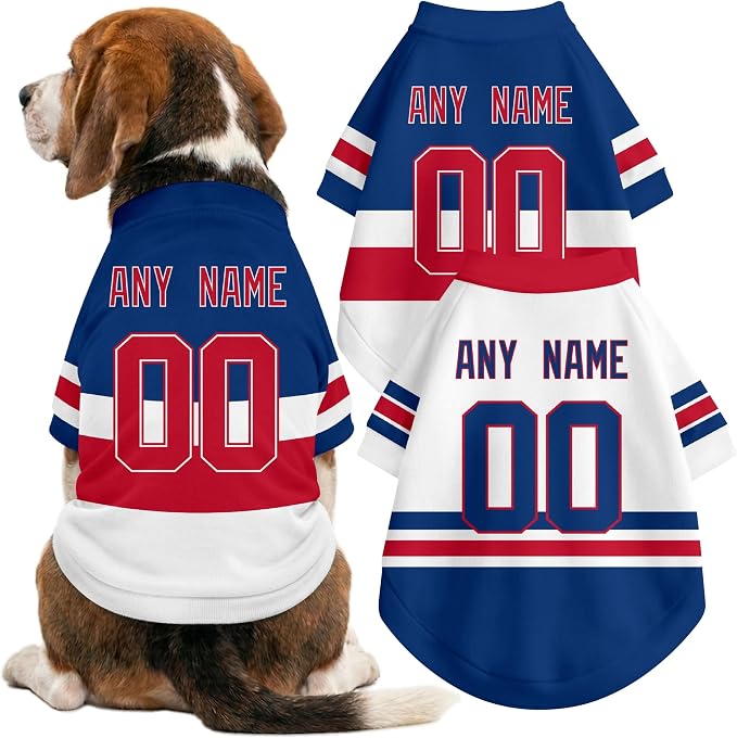 New York R Dog Clothes Personalized Pet T Shirt for Dogs Gift | Custom Name Number Jersey Style Pet Shirt for Dog