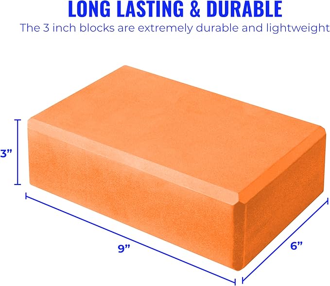 3" Yoga Block, 10 Pack Bulk EVA Foam Yoga Blocks, Firm and Supportive Yoga Brick, Balance Foam for Stretching, Pilates, and Workout, 3" x 6" x 9"