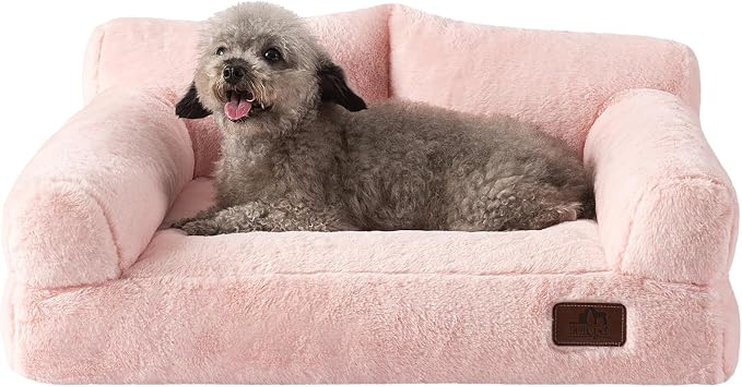 Hollypet Small Dog Large Cat Bed Puppy Couch Beds for Pets up to 25 lbs | Fluffy Dog Cat Couch Plush Soft Warming Pets Beds with Machine Washable Cover and Non-Slip Bottom