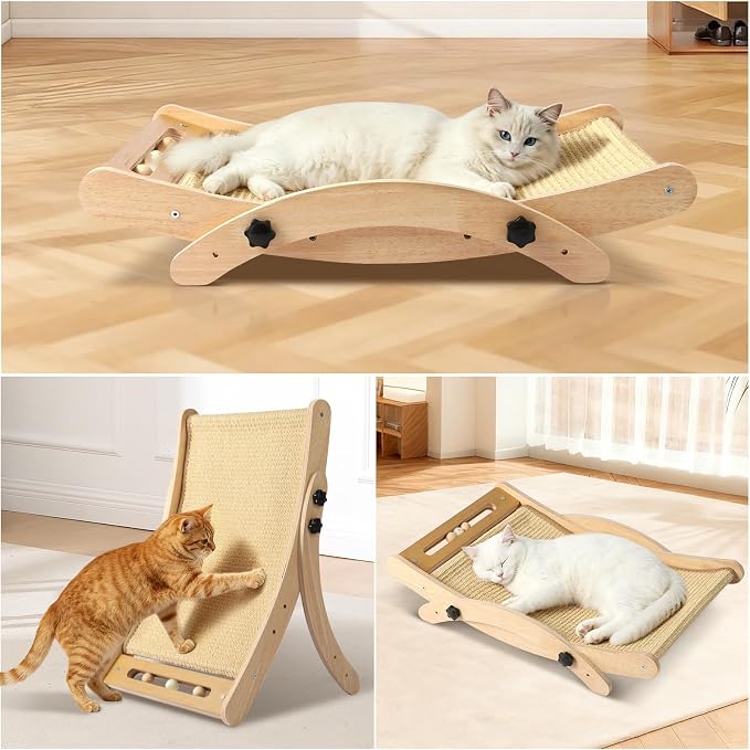 Cat Scratcher Bed, 19 in Large Natural Sisal Cat Scratching Board, Large Scratch Pad for Indoor Cats, Cozy Cat Furniture Lounge