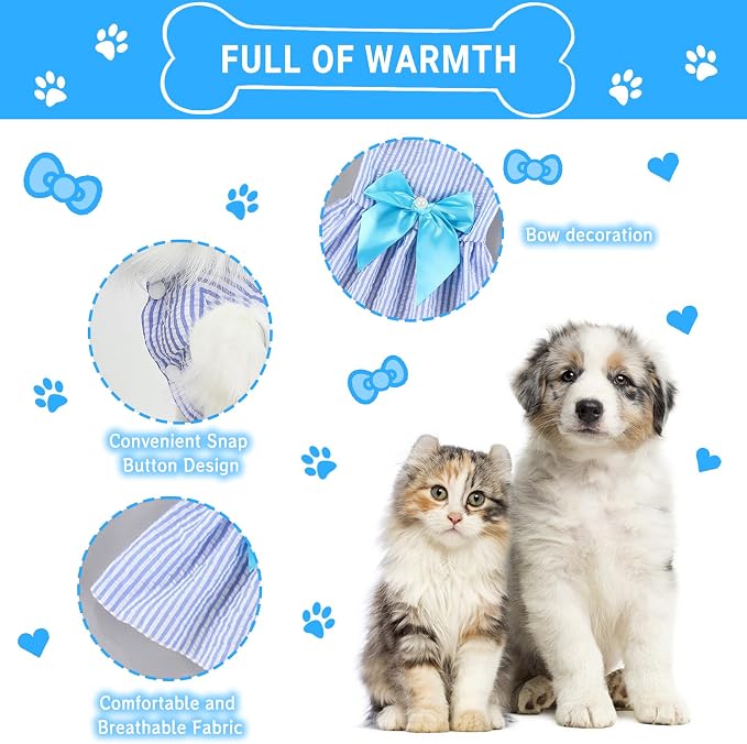 TAPBULL Dog Dresses, Fashionable Pet Dog Clothes, Cute Cat Birthday Dress Outfit (Blue/Red/Pink/Pink-Blue/Yellow-Blue 5-Pack), X-Small