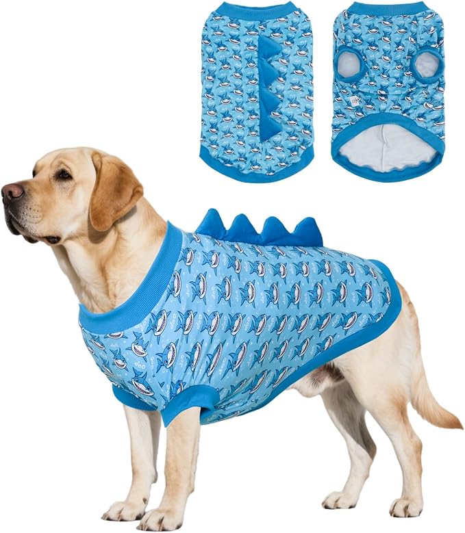 CuteBone Dinosaur Costume Dog Shirt, Stretchy Velvet T-Shirt Clothes for Medium Dogs, Soft & Breathable Pet Tee Outfit Frenchie Apparel for Daily Wear, Cozy Pullover Design Puppy Fashion COSBX04XXL