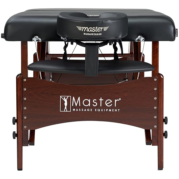 Master Massage Newport Black 30" Professional Portable Massage Table Package in Black with Ambient Lighting System
