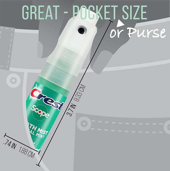 Crest Scope | One 4-Pack of Mint Breath Mist Sprays (4 Total Sprays) - 0.24 Ounce (7mL) - Made in an FDA Audited USA Facility