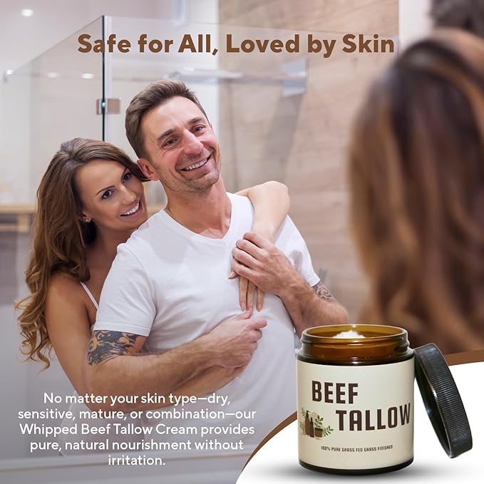 IKARIAN 100% Grass Fed Beef Tallow for Skin Care | Premium Whipped Moisturizer | Face + Body | Single Ingredient, All natural | 4 FL. oz. (Unscented)