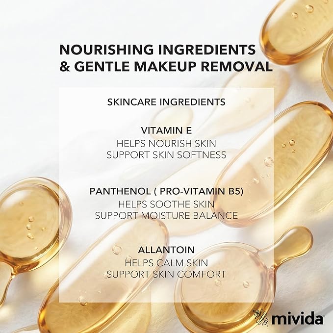 mivida Hypoallergenic Makeup Remover Wipes Bulk with Vitamin E, 500 count (10×50) Value box, Fragrance Free Makeup Wipes for Sensitive Skin, Gently Removes Makeup & Oil, Alcohol Free Facial Towelettes