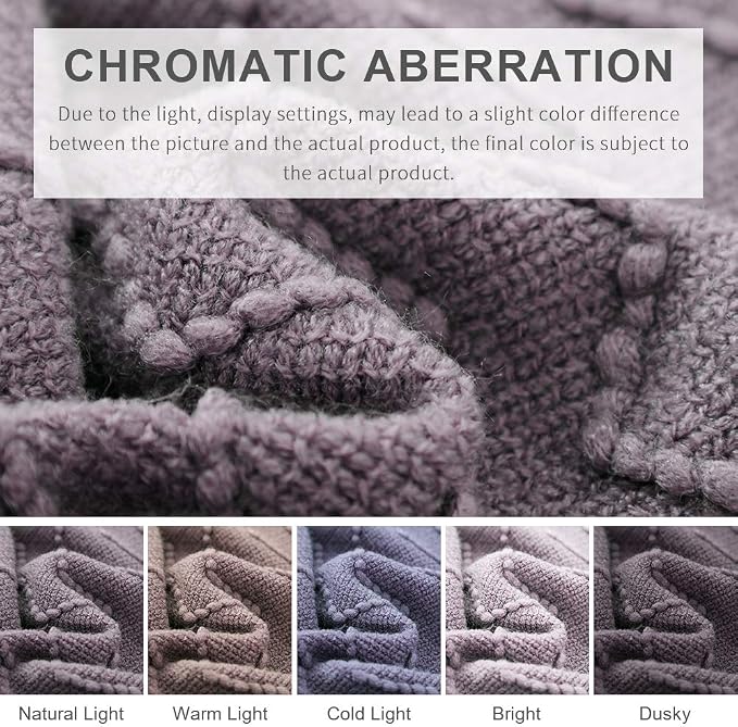 BOURINA Dark Lavender Throw Blanket 50x60 Inch Knit Soft Throw Sofa Blanket | Knitted Throw Blanket 50x60 Inches, Soft Lightweight Boho Weave Throw Decorative Couch Blanket for Living Room Bedroom Chair