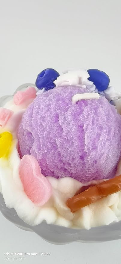 Generic Ice Cream Aromatherapy Candles, Glass Goblet, Decorative Dessert Shape, Fruit Fragrance, Birthday Festival Gift (Blueberry Lemon)