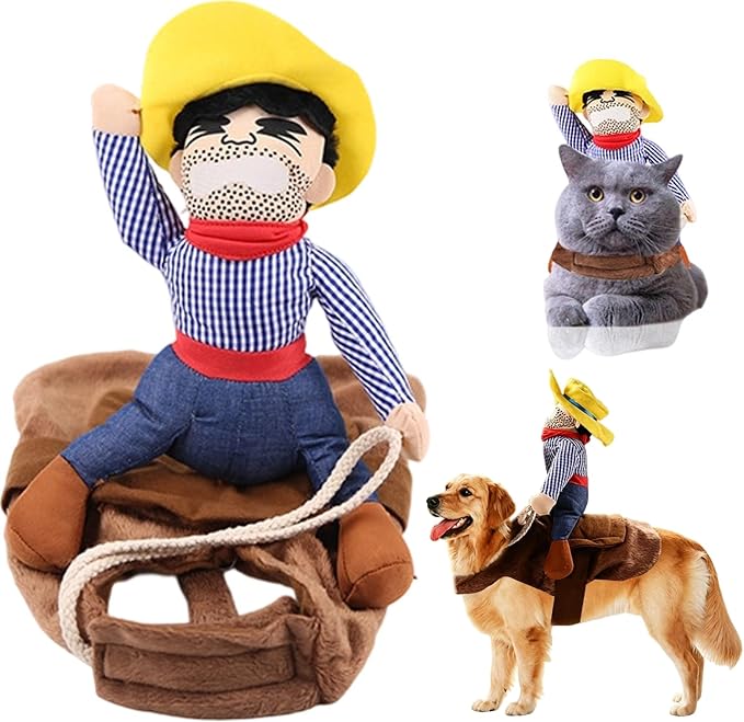 Halloween Dog Rider Costume Cute Doggy Cowboy Costumes Funny Dog Clothes | Dog Halloween Costumes, Knight Style Dog Cowboy Rider Costume, Funny Adjustable Pet Halloween Cosplay Costume for Dogs