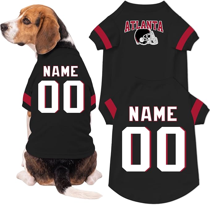 Atlanta Dog Clothes Personalized Pet Jersey T-Shirt Custom Name Number