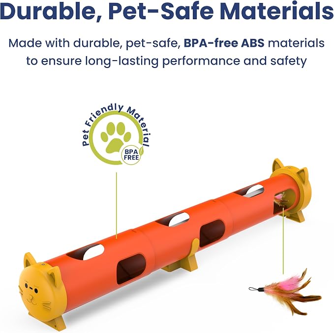 PAWSPIK Electric Feather Teaser Tube Cat Toy, Interactive Automatic Cat Toy | Smart Random Feather Play, Long Battery Life, Pet-Safe Materials, Indoor, Large