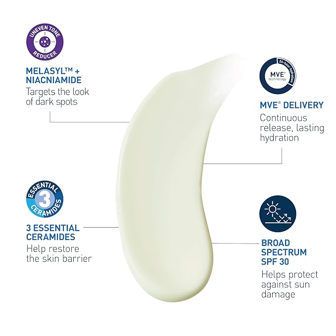 CeraVe Skin Renewing Brightening Lotion SPF 30, Anti Aging Facial Moisturizer Hydrates, Brightens and Evens Skin Tone, Contains Ceramides + Niacinamide + Antioxidants, Fragrance-Free, 1.35 fl oz