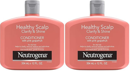 Neutrogena Exfoliating Healthy Scalp Clarify & Shine Conditioner for Oily Hair and Scalp,Anti-Residue Conditioner with Pink Grapefruit,Paraben & Phthalate-Free,Color-Safe,12oz,(Pack of 2)