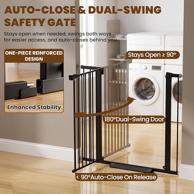 Mumeasy 36" Extra Tall Dog Gate,29.7"-40.5" Baby Gate for Stairs & Doorways