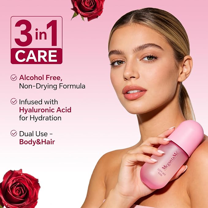 4D Rose Body Spray for Women, Long Lasting Floral Fragrance Mist, Paraben & Phthalate Free, Lightweight Non-Sticky Daily Perfume, Skin Safe Romantic Feminine Scent, Travel Size 3.38 fl oz 100ml