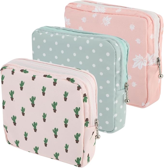 Abeillo Sanitary Napkin Storage Bags 3Pcs Menstrual Cup Pouches Nursing Pad Holder Tampon Bags Portable Period Bag Feminine Pouch for Girls