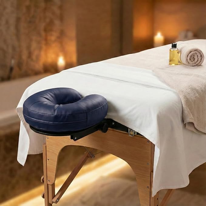 Royal Massage Universal Memory Foam Face Cradle Cushion for Massage Tables – Ergonomic U-Shaped Headrest Pillow with Soft, Easy-Clean PU Leather – Spa & Salon Replacement (Navy Blue)