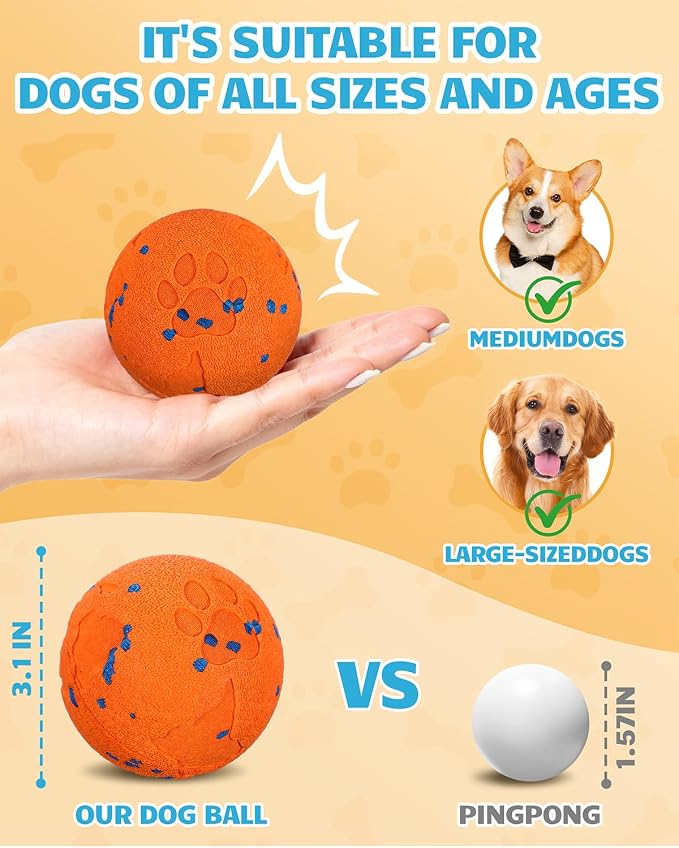 Interactive Dog Ball for Large Dogs, Self Moving Toy with Bouncing & Vibrating, 3.1" Chew-Resistant E-TPU, Indestructible, IPX7 Waterproof, Low Noise, Gift Bag – Perfect for Medium/Large Breed Dogs