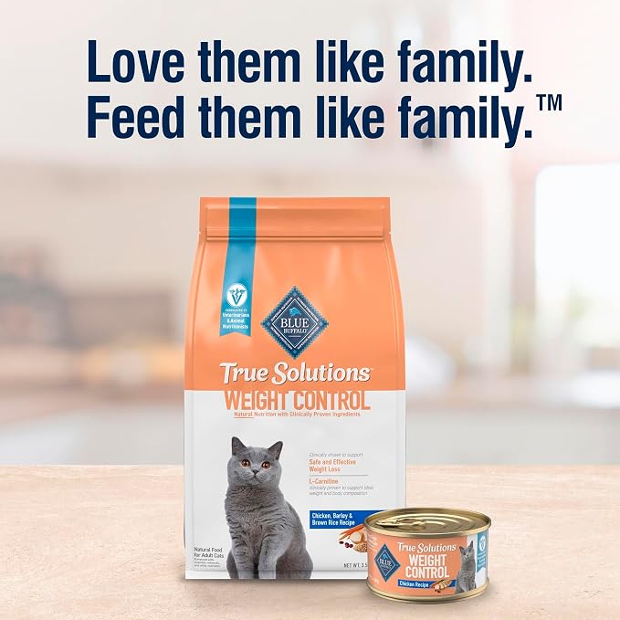 Blue Buffalo True Solutions Weight Control Chicken Dry Cat Food, 3.5 lb | Adult Formula, L-Carnitine & Enriched Fiber, Veterinarian Formulated