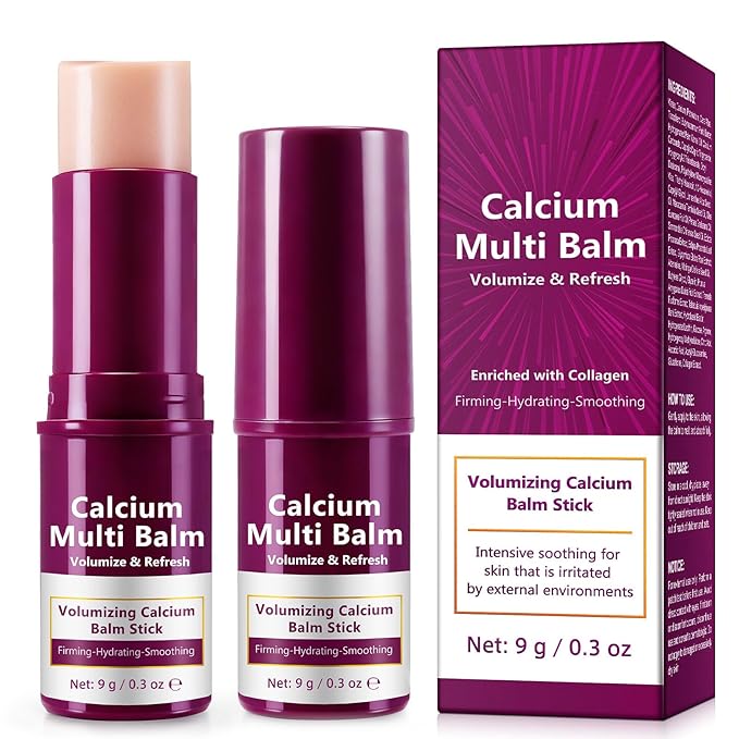 Calcium Multi Balm Stick, 9g Calcium Multi Balm, Collagen Moisturing Stick, Wrinkle Core, Moisturizing Cream, Hydrating, Firming Skin, Suitable for Eyes, Neck, Face 2Pack