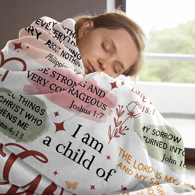 Christian Gifts for Women, Christian Blanket, Birthday Gifts for Women | Baptism Gifts for Girl, Teen Girl Gifts Trendy Stuff, I Am a Child of God Blanket, First Communion Gifts for Girls(80 * 60)