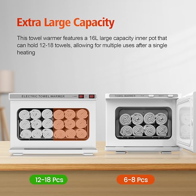 Towel Warmer Cabinet, 16L Professional Hot Towel Warmer Heating Use for SPA, Massage, Salon, Barber and Home - White