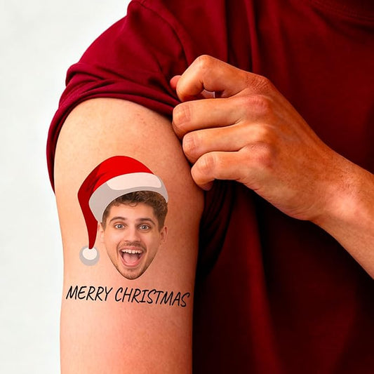 Easycosy Custom Temporary Tattoos with Photos, Personalized Funny Face Temporary Tattoos Party Favors for Christmas Decoration, set of 15