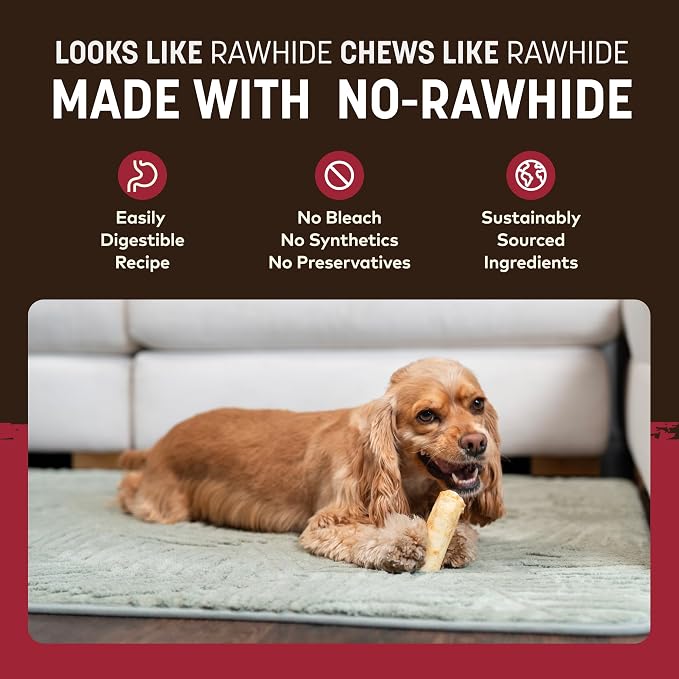 Earth Animal No Hide Dog Chews - Rawhide Free Small Rolls 6 Count Beef | Small Rolls Beef Flavored Natural Rawhide Free Long Lasting Dog Chews - Pet Treats for Small Dogs