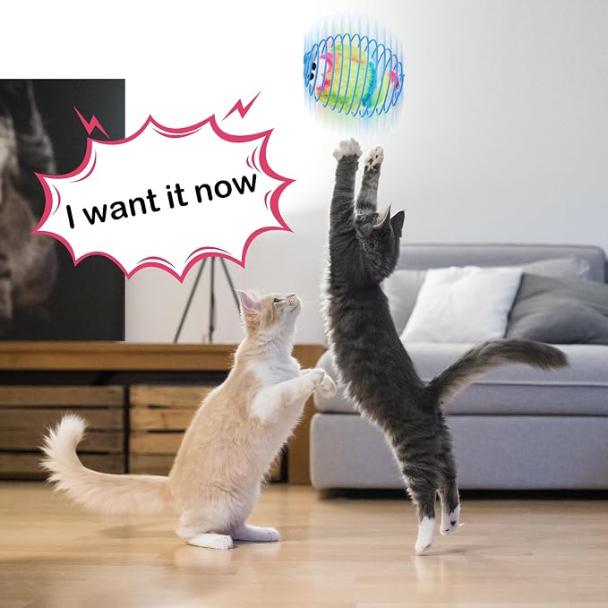 Jecery 5 Pcs Cat Toys Spring,Monster,Rainbow Color
