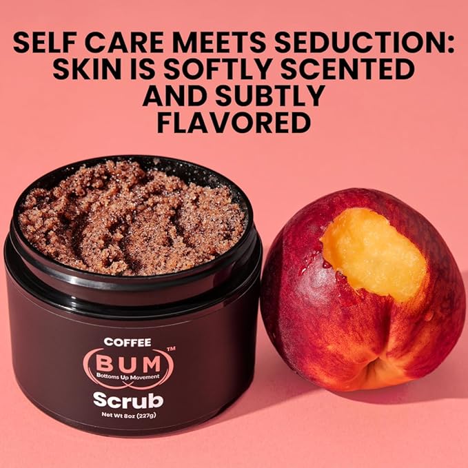 (BUM) Coffee Scrub - Exfoliating Sugar Body Polish, Hydrates, Moisturizes, Anti Cellulite & Stretch Mark Treatment, with Organic Shea, Coconut Oil, Rosehip, Vitamin E, & Jojoba, Natural Deodorant, 2oz