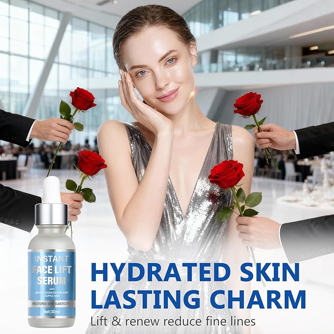 Instant Face Lift Serum - Advanced Firming & Skin Tightening Treatment for Face & Neck - Visibly Smooths Fine Lines, Wrinkles & Sagging Skin - Fast-Absorbing, Non-Greasy Formula - 1 Fl Oz