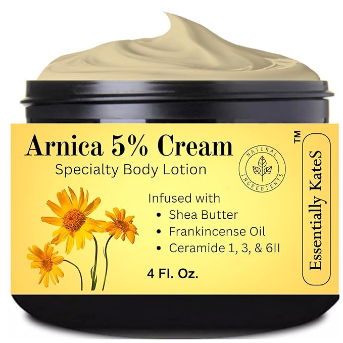 Arnica 5% Cream Body Lotion 4 Fl Oz - Infused with Ceramide 1, 3 and 6II - Packed with hydrating oils and butters, this rich body lotion helps relax and revitalize overworked muscles and joints.