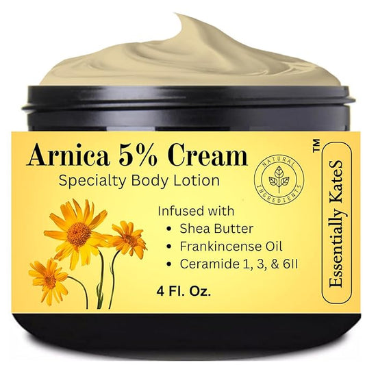 Arnica 5% Cream Body Lotion 4 Fl Oz - Infused with Ceramide 1, 3 and 6II - Packed with hydrating oils and butters, this rich body lotion helps relax and revitalize overworked muscles and joints.
