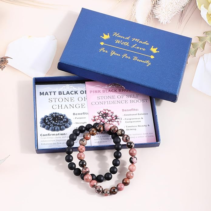 NCB 2.3-Piece 4mm Natural Crystal Gemstone Stretch Bracelets – Handmade Reiki Energy Healing Jewelry for Meditation,Yoga, Unisex