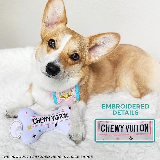 Haute Diggity Dog Chewy Vuiton Bones Plush Dog Toy Set, Designer Parody Toy