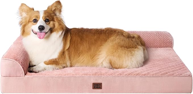 EHEYCIGA Large Dog Bed Memory Foam for Crate, Orthopedic Dog Bed Large Size Dogs with Washable Removable Cover, Waterproof Pet Sofa Couch with Nonskid Bottom, 35x22x6, Pink | Small Dog Sofa with Washable Removable Cover, Waterproof Pet Couch for Crate ...