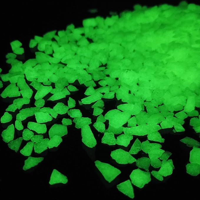 TWINKLING Glow in The Dark Crushed Glass, Broken Glass Glitter, Glow in The Dark Stones Gems Chips for DIY Resin Art Epoxy Crafts, Nail Art, Jewelry Making, Geode Painting, 3-5mm(200g) (Yellow Green)