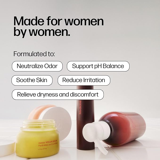 Medicine Mama's Apothecary Vmagic Gentle Feminine Wash pH Balanced to Cleanse and Rejuvenate Intimate Skin with Chamomile, Collagen, Vitamin E and Sage – Hormone Free — 8 oz, 2-Pack