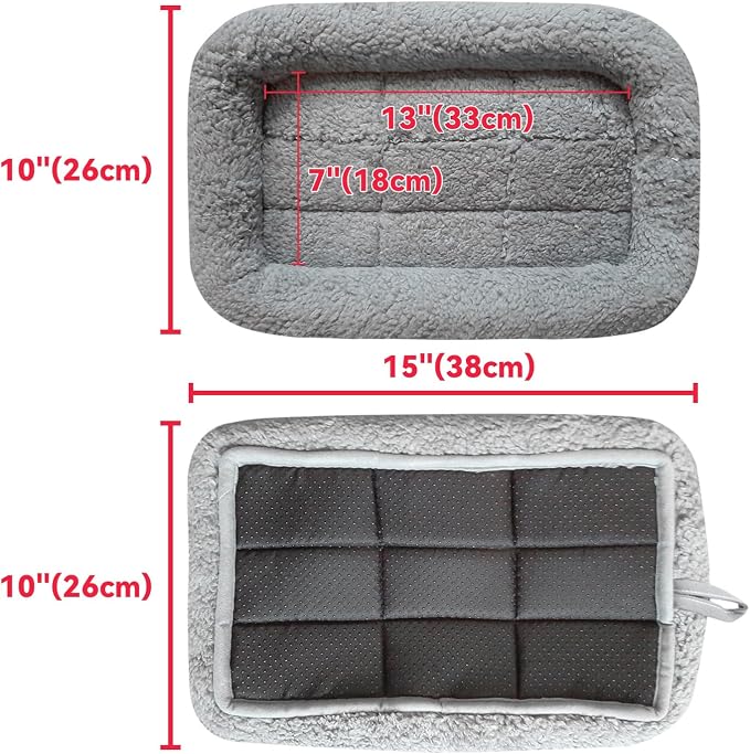 Enjoying Cat Mat Bed 10" x 15" Pet Bed with Pillow Around for Puppy Kitten Curled Sleeping Beds for Carrier/Crate Small Dog Cushion, Anti Skid Bottom, Small