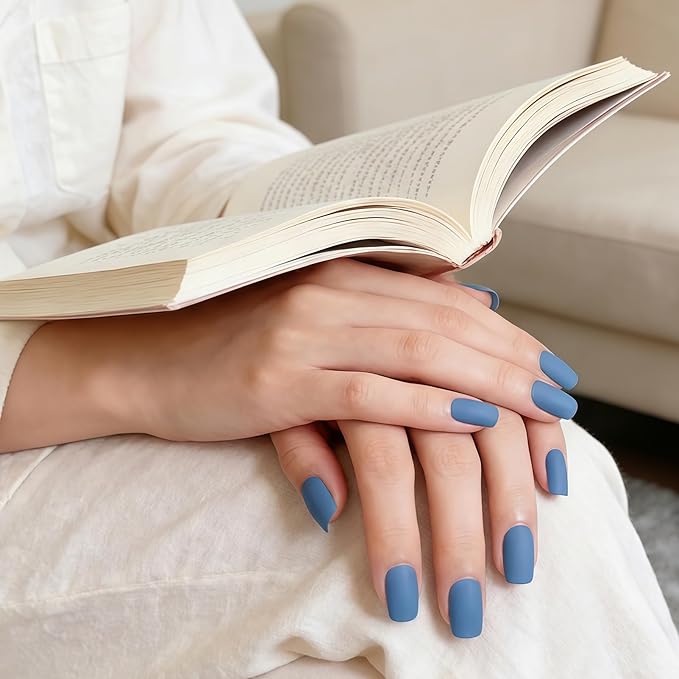 Matte Light Blue Nail Polish Quick Dry, Soft Nail Polish Air Dry, Vegan Non Toxic Fingernail Color for Women Girls, Dusty Blue Matte Finish
