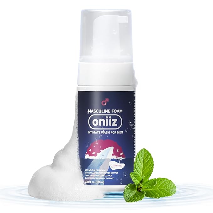ONIIZ Masculine Foam Amorous Intimate Wash for Men, Triple-Barrier Intimate Defense - pH Balanced, Natural Ingredients, Removes Sweat, Bad Odor - Warm & Attractive Fragrance 3.38 fl. oz