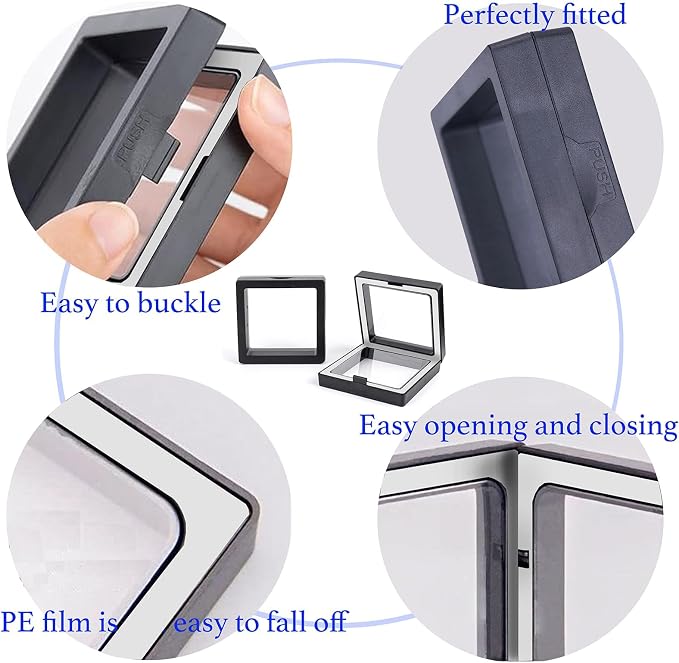 10 Pack Jewelry Gift Boxes, 3.54 x 3.54 x 0.78 Inch, Transparent Jewelry Boxes, Small Gift Boxes for Jewelry, Earrings, Necklaces, Handmade Bangles, and Bracelets (Black and White B)