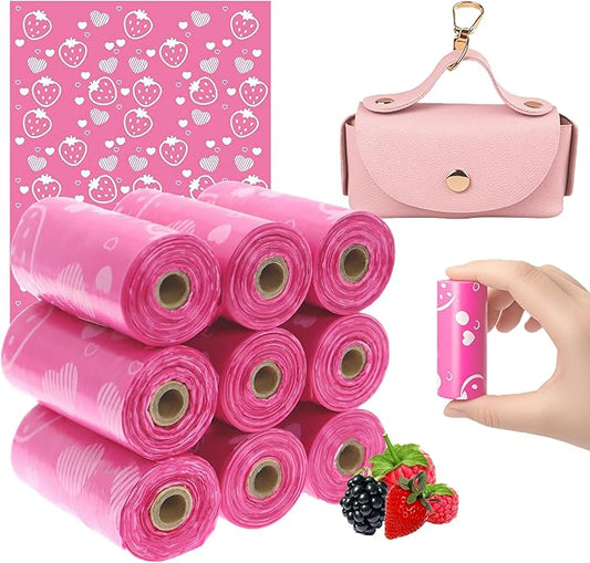 Sanitary Napkin Disposal Bags with Dispenser Feminine Hygiene Disposal Bags for Tampons Trash Bag, Personal Care Sanitary Bag for Women Privacy Handling (Pink)