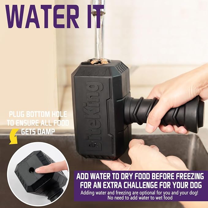 Natural Rubber Dog Toys for Large Aggressive Chewers - Lifetime Replacement - Indestructible Fetch Treat Toy for Large Dogs - Durable Hammer Dog Chew Toy for Super Chewer, Black
