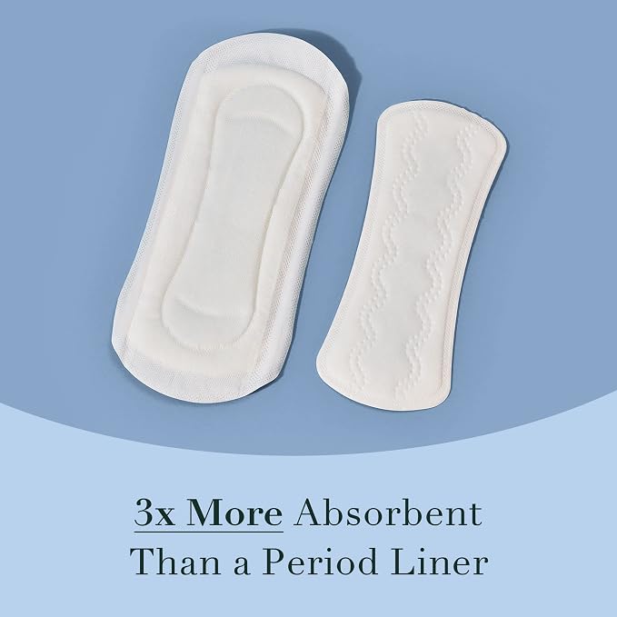 Rael Incontinence Liners for Women, Organic Cotton Cover, Postpartum Essential, Moderate Absorbency, Bladder Control, 4-Layer Core with Leak Guard Technology (Long, 36 Count)