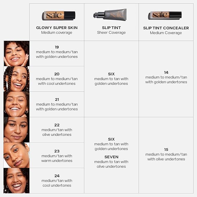 Saie Glowy Super Skin Tint Liquid Foundation - Weightless + Dewy Foundation with Lightweight Medium Coverage - Hydrating Face Makeup + Skin Care Serum Hybrid with Hyaluronic Acid - Shade 24 (1.01 oz)