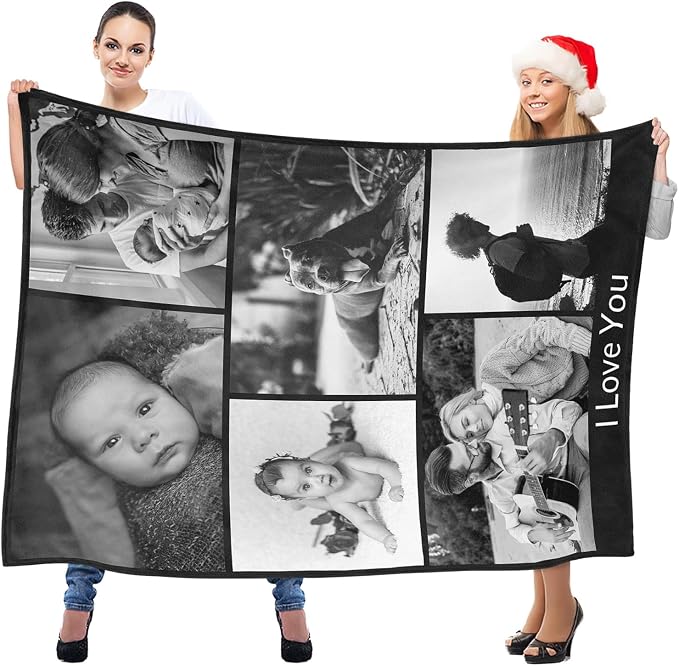 inkArts Custom Blanket with Photo, Personalized Blanket, Customized Photo Blankets, Customizable Picture Blankets, Personalized Photo Gifts for Women Men Mom Dad Baby Kid Family Pet