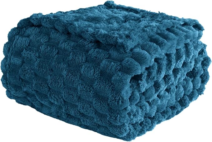 Excervent Big 3D Clouds Stylish Blanket for Bed, 50x70 Inches, Navy Blue | Decorative Fuzzy Flannel Fleece Throw Blanket for Sofa Bed Couch, Super Soft Cozy, Suitable for All Seasons