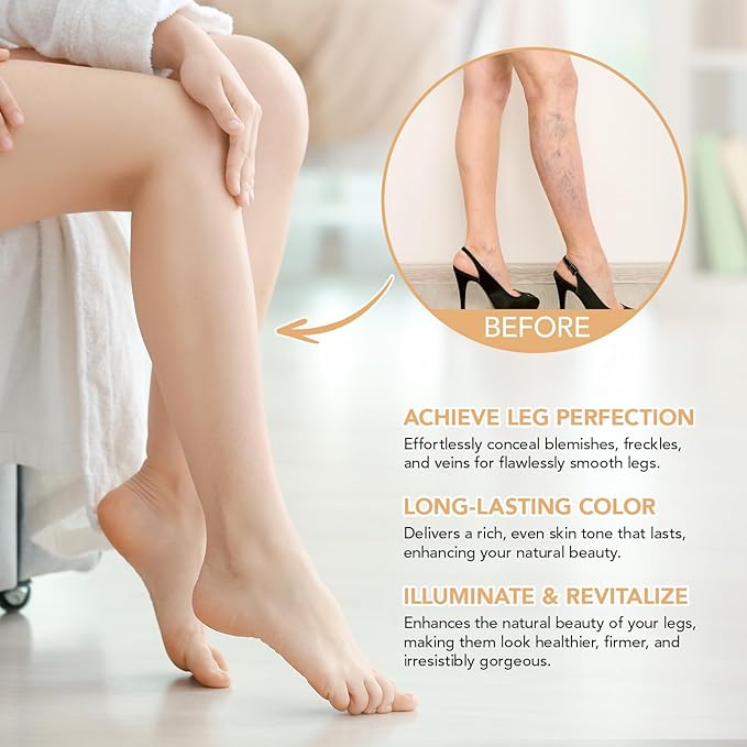 Leg Makeup Waterproof No Transfer,Flawless Looking Leg and Body Scar Cover up Makeup, Easy Application for All Skin Tones. (3# Bronze)
